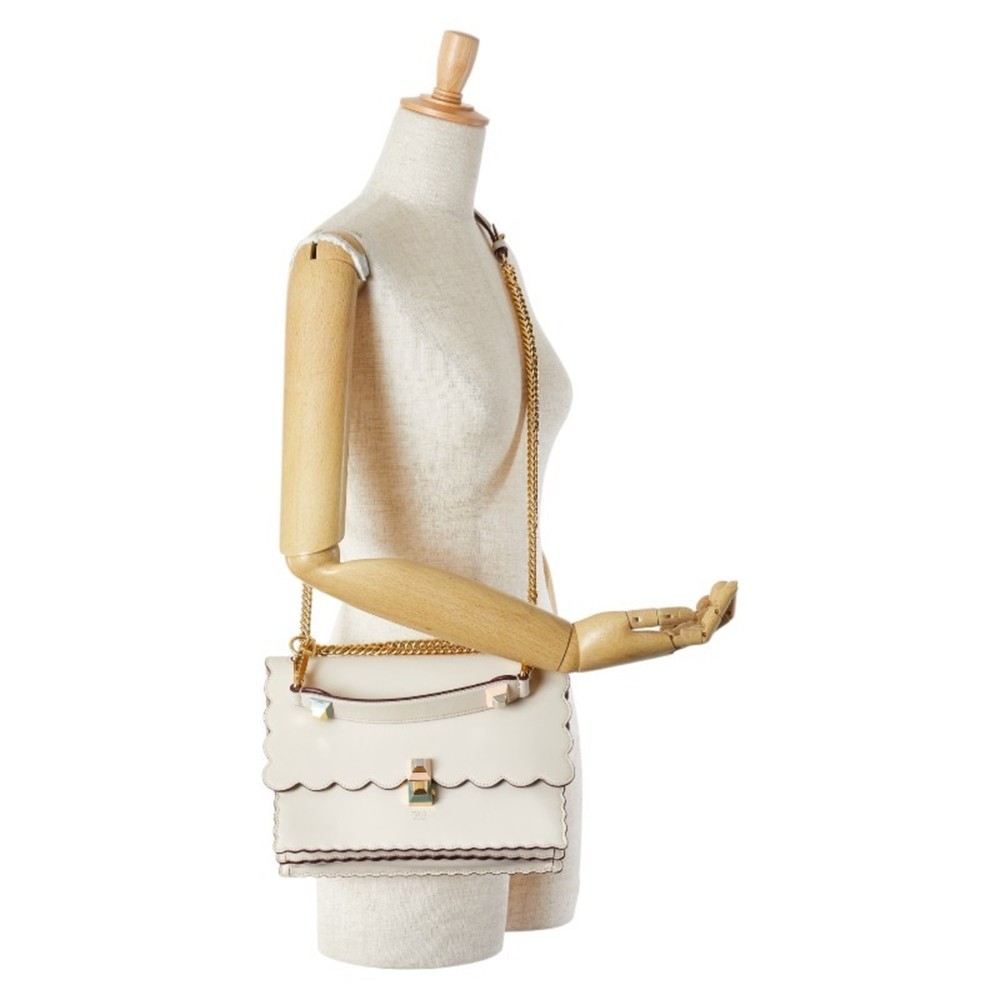 FENDI Beige Leather Canai Chain Handbag Shoulder Bag 8BT283 - Picture 12 of 12